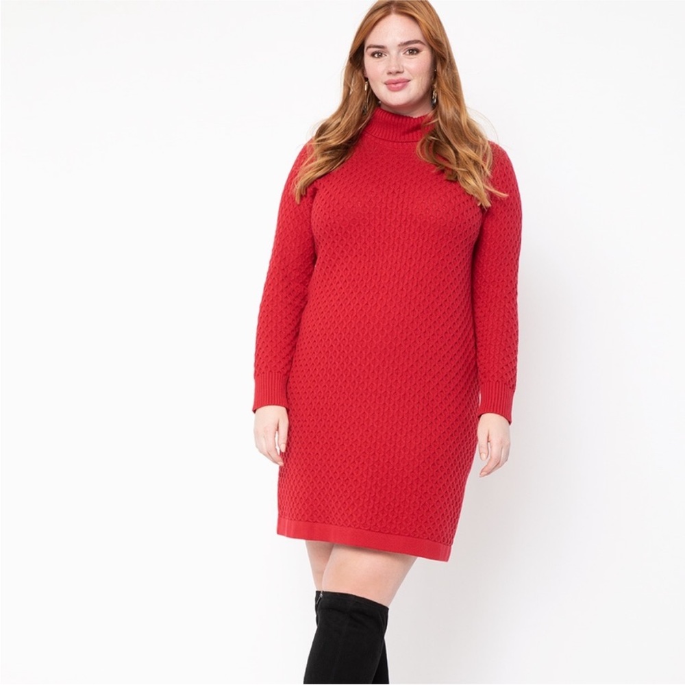 Eloquii Red Honeycomb Textured Sweated Dress